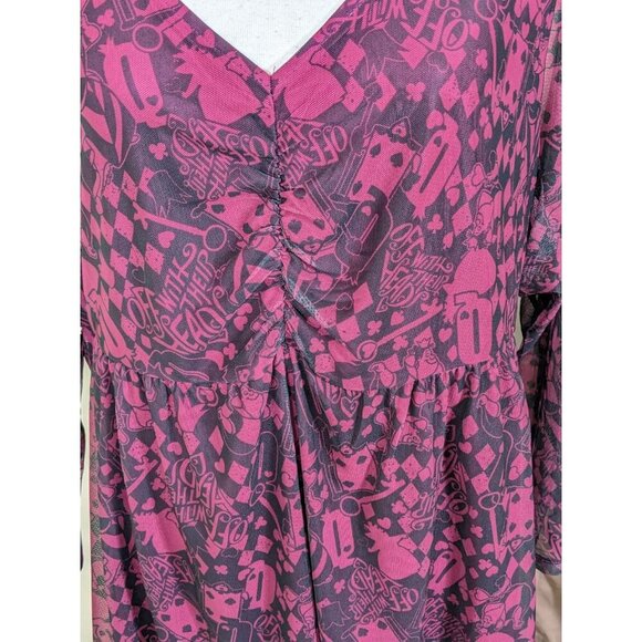 Torrid 4 Disney Villains Queen of Hearts Top 4X Long Sleeve Cinch Front Mesh - Picture 5 of 9